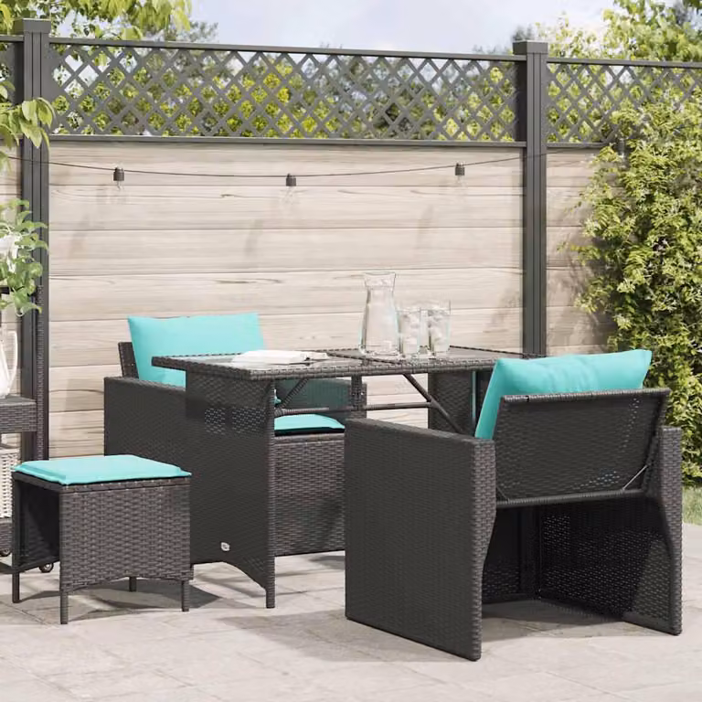 Maison Exclusive - Set divani da giardino 4 pezzi con cuscini in polyrattan nero