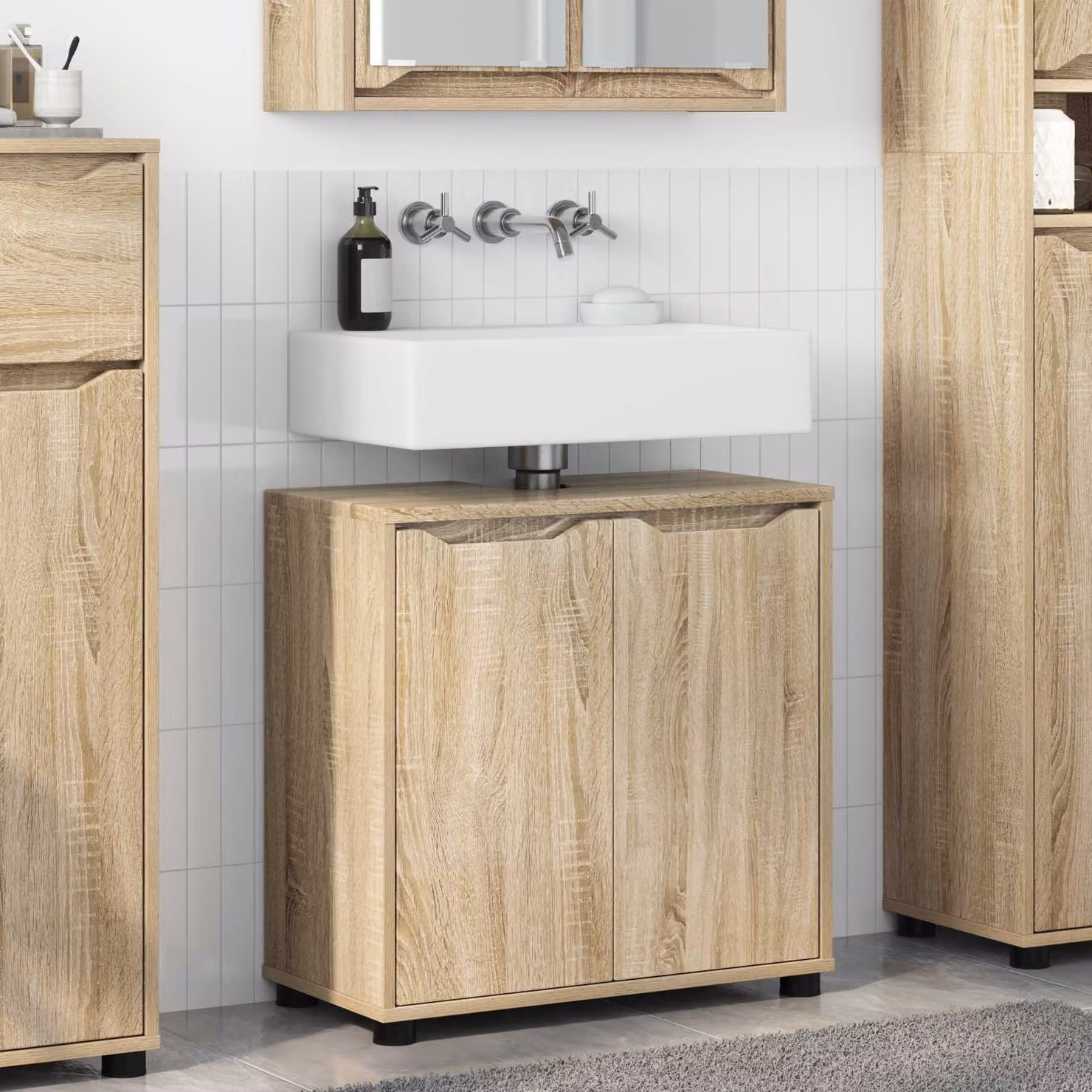 Mobile per lavabo da bagno vidaXL moderno in legno marrone L/P/H: 60 x 30 x 60 cm