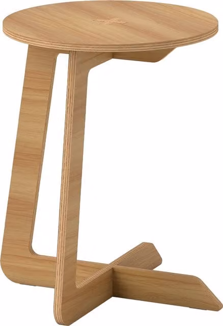 Tavolino Laterale a Forma di C HOMCOM, Tavolino Rotondo Moderno in Legno Naturale per Soggiorno e Camera da Letto