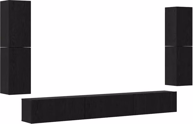 Unit¨¤ TV Montaggio a parete 4 pz | Armadietto TV | Mobile Porta TV Rovere Nero Legno multistrato