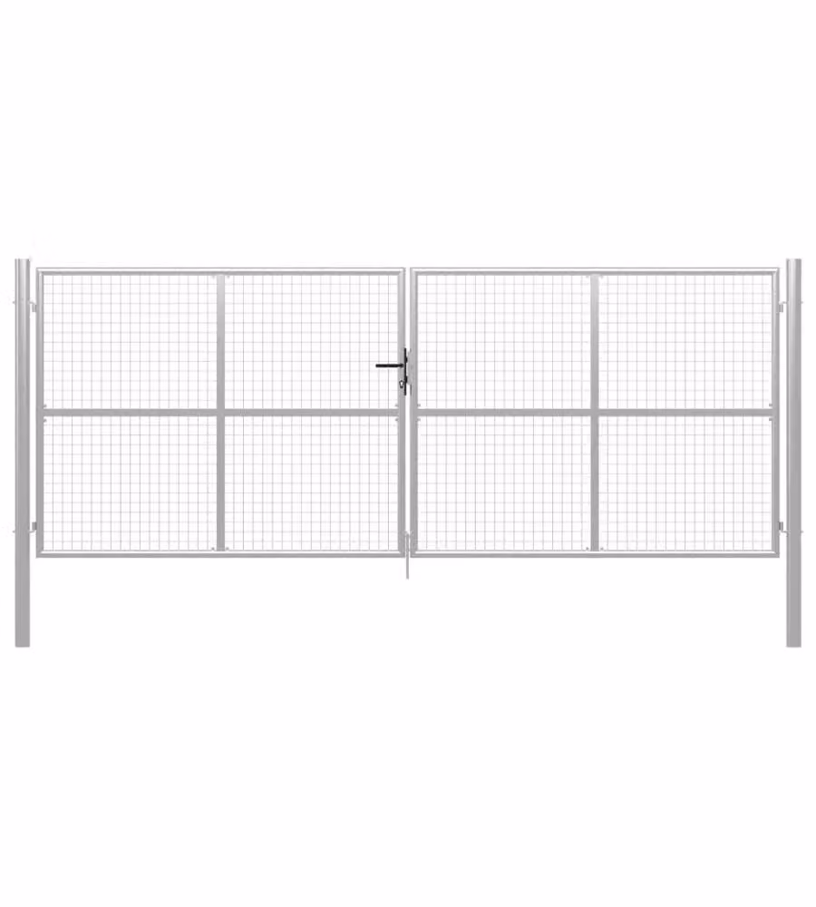 Cancello per Giardino in Acciaio Zincato 415x200cm Argento