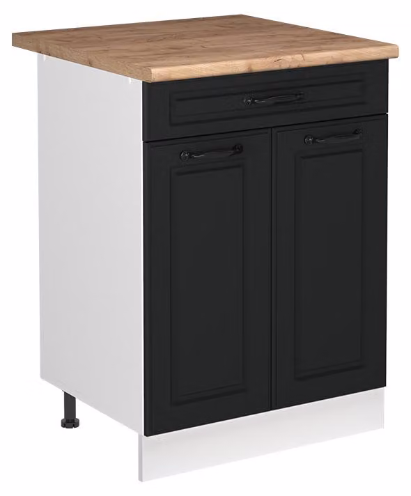 Mobile lavello cucina Vicco R-Line Antracite country/Bianco 60 cm piano di lavoro Rovere dorato, Model 72989