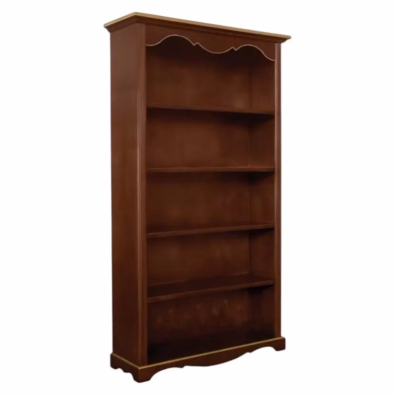 Libreria Arte Povera Mobili 2G con 5 ripiani in legno noce scuro e dettagli oro L 120 cm, P 40 cm, H 210 cm – 3
