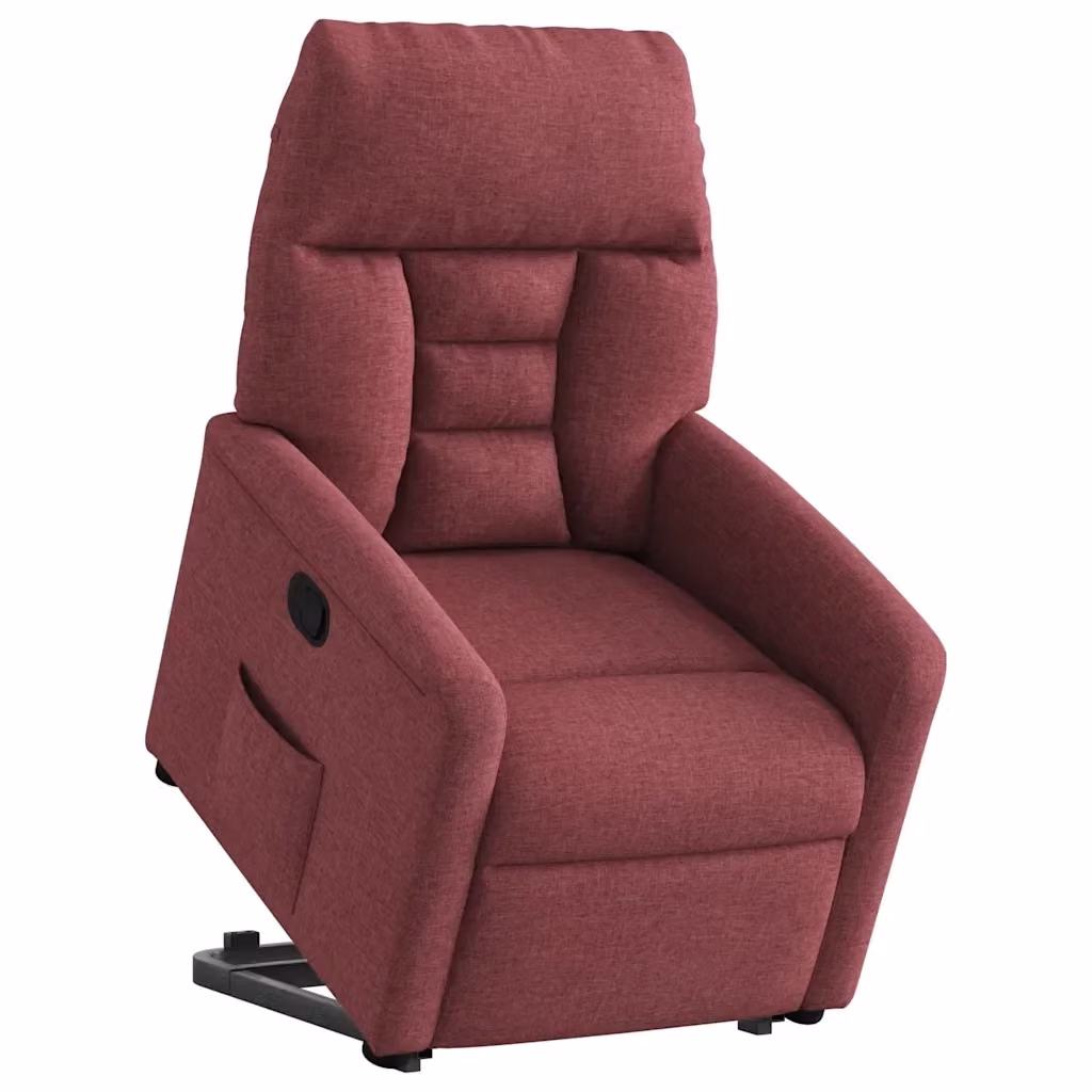 Poltrona Alzapersona Reclinabile vidaXL con Assistenza Elettrica in Tessuto Rosso per Senior – 2