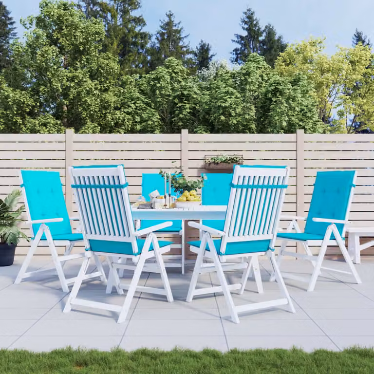 Set di 6 cuscini per sedia con schienale alto vidaXL in tessuto turchese, resistenti all'acqua e ai raggi UV
