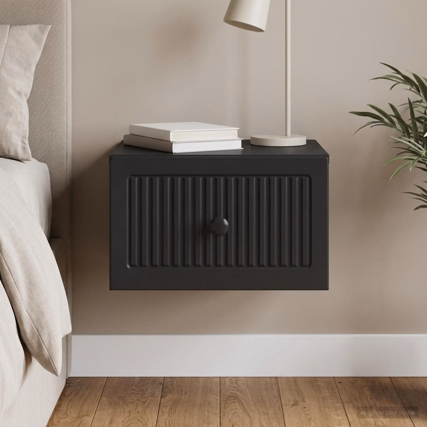 vidaXL Mobiletto da notte sospeso moderno Nero L: 33 cm, P: 34,5 cm, H: 20 cm