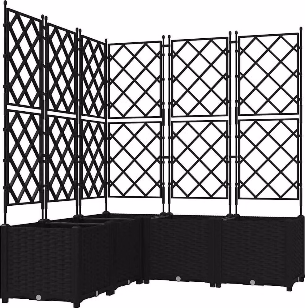 Vaso da giardino 5 pcs Nero 120 x 120 x 143 cm Plastica