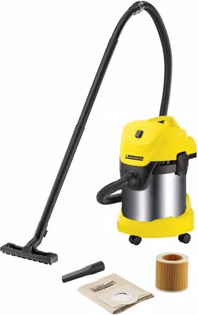 Aspiratutto Karcher Modello WD3 Premium in Acciaio Inox Giallo