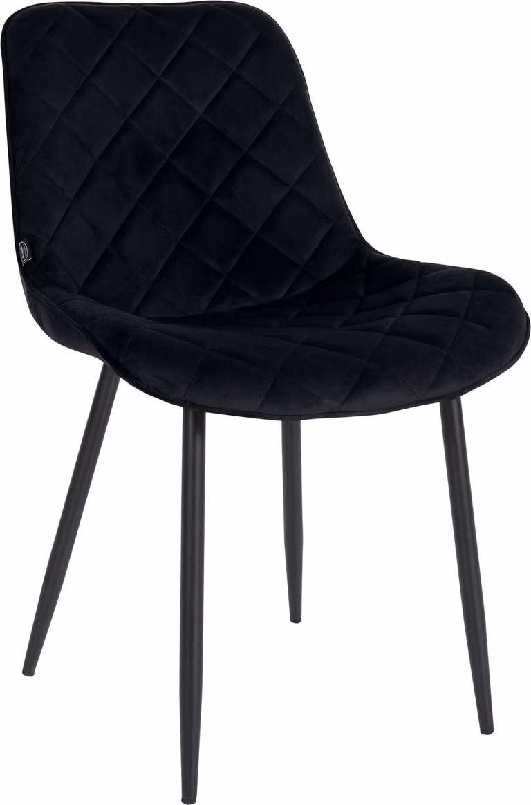 Sedia CLP, imbottita in velluto, con struttura in metallo e rivestimento di alta qualità, colore nero