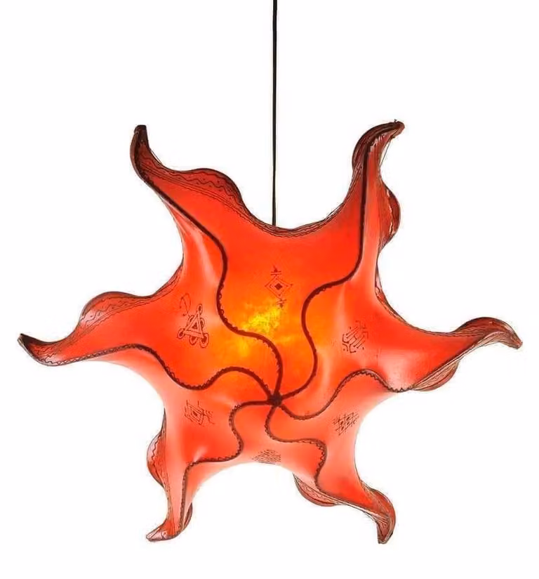 Lampada orientale lampada da soffitto lampada a sospensione lampada da soffitto marocchina lampada in pelle STERN Berber 63 cm, rosso