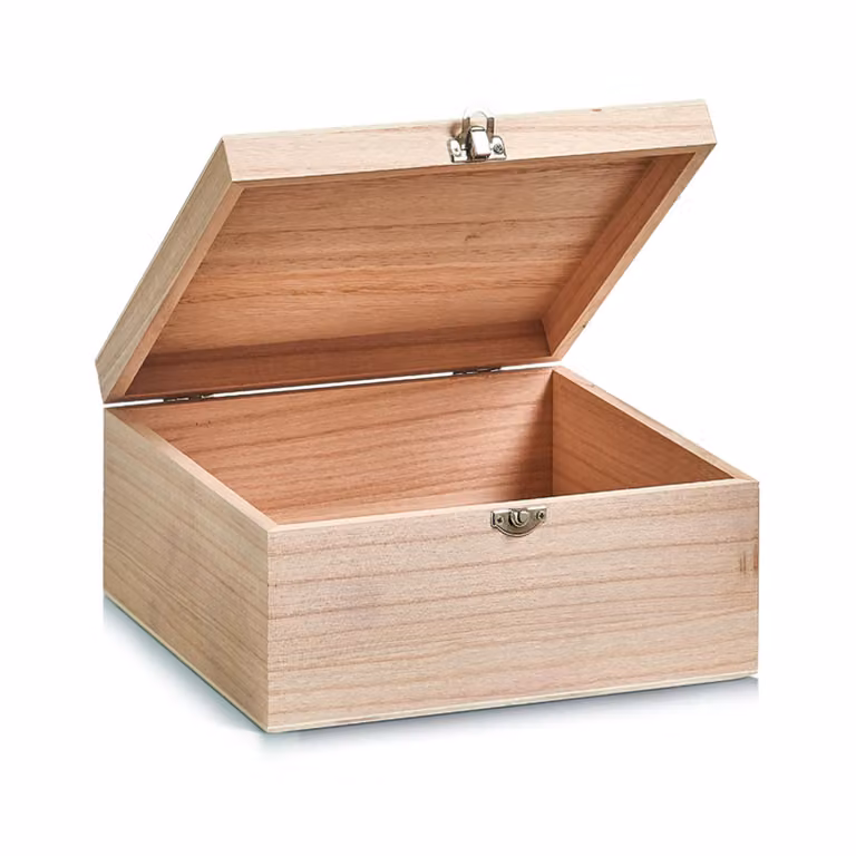 Contenitore in legno con coperchio, 23 x 23 x 11 cm, ZELLER