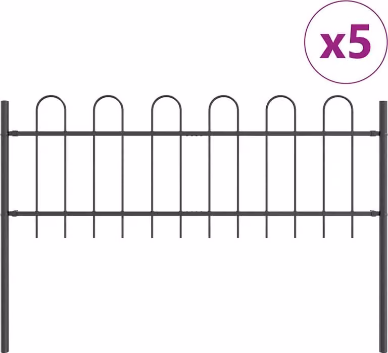 Recinzione per Giardino 5 pcs Grigio 8,5 x 0,6 m