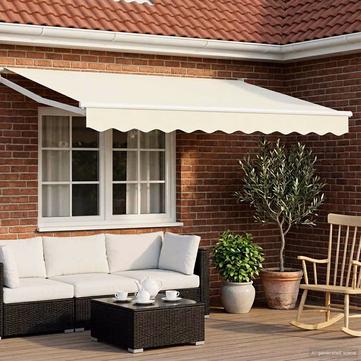 Tenda retrattile vidaXL color crema in poliestere e metallo, L: 350 cm, P: 200 cm