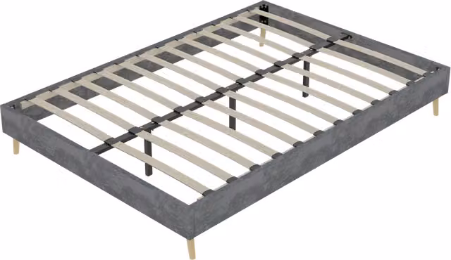 Struttura Letto Minimalista 140x200 cm in Velluto Grigio Stile Moderno, Base Bassa Senza Testiera e Materasso