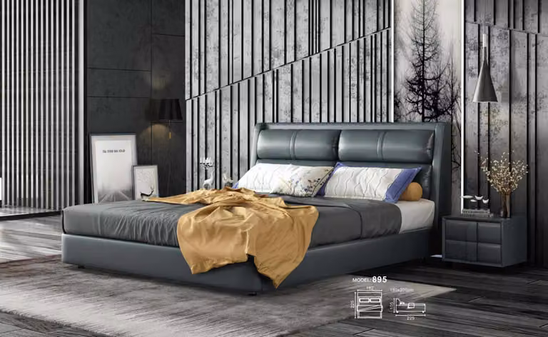 Leder Bett Polster Design Luxus Doppel Hotel Betten Schlaf Zimmer Ehe 180x200 cm