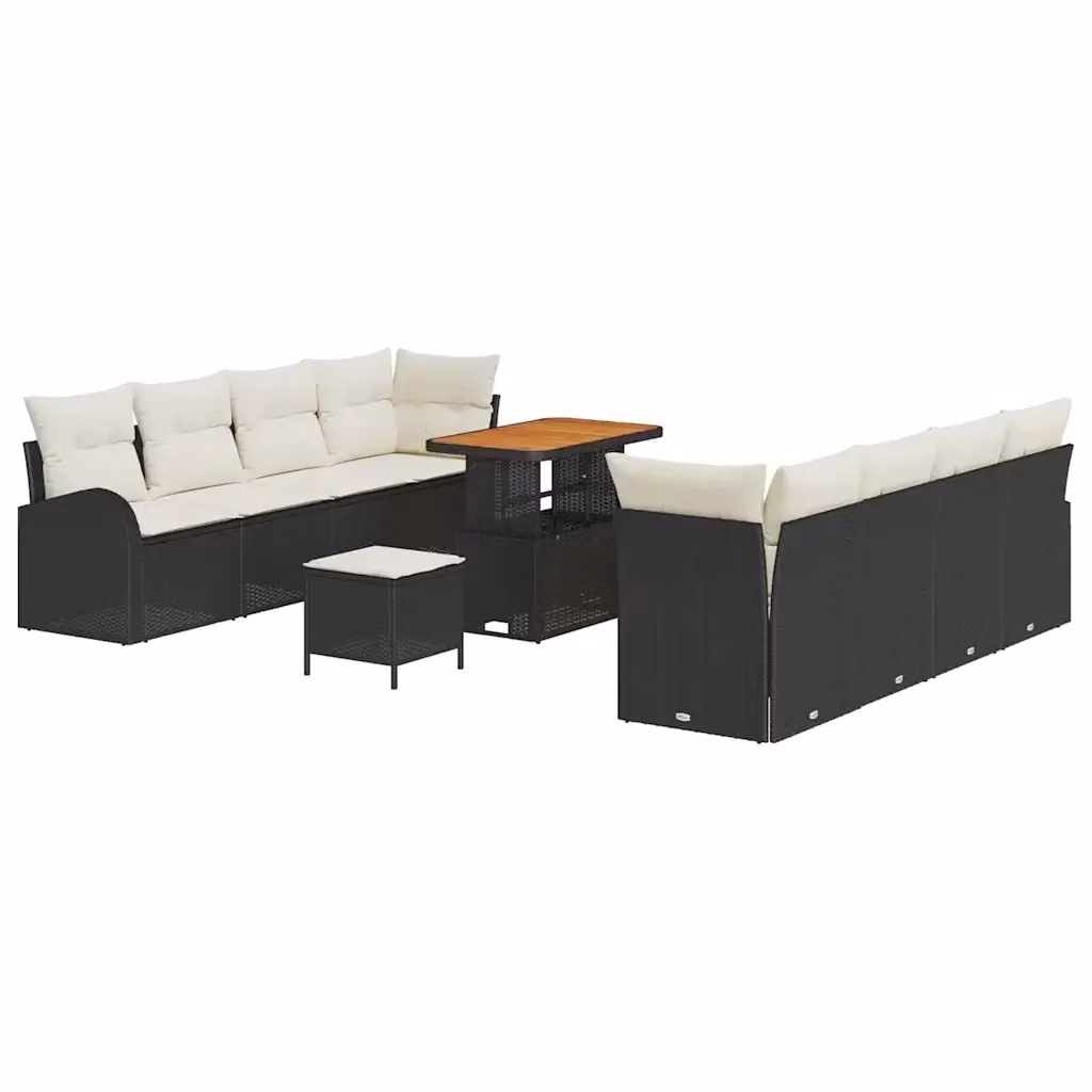 Set Divano da Giardino vidaXL 11 pz L-Shape Nero con Cuscini e Tavolino – 2