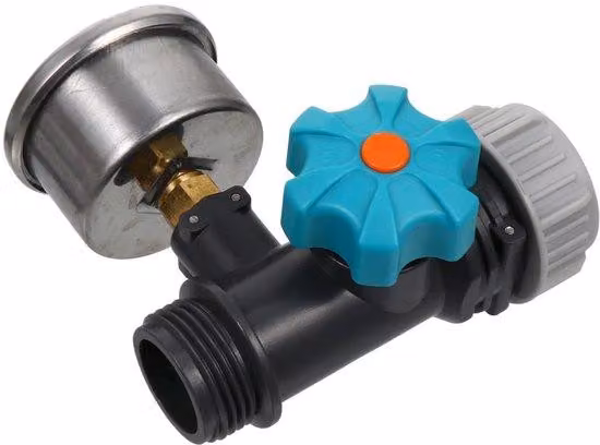 Regolatore di pressione per giardino - Con manometro e adattatore automatico, irrigazione del giardino