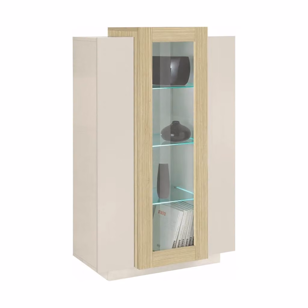 Vetrina Espositore Severino DMORA con 7 Ripiani e Ante in Vetro, Beige, L: 80 cm, P: 38 cm, H: 120.5 cm – 2
