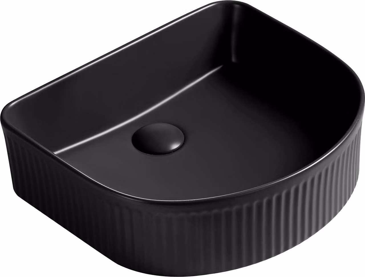 Mexen Grovo lavabo da appoggio scanalato 40 x 35 cm, nero opaco - 22304085