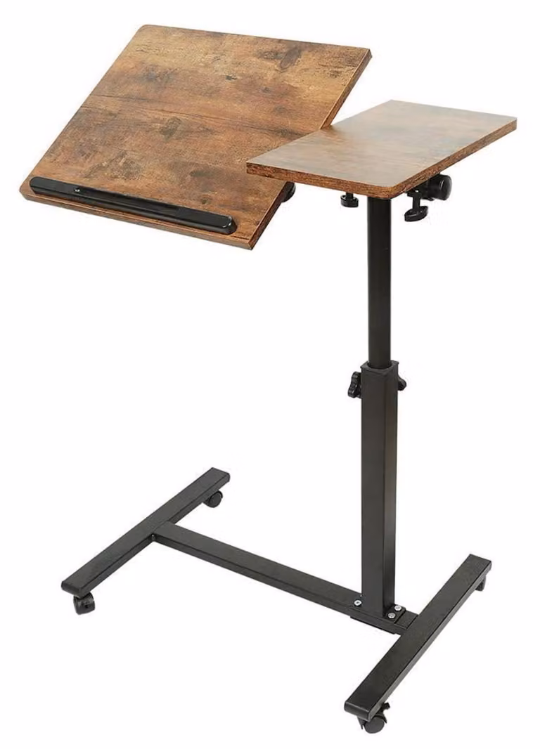 Tavolo regolabile in altezza per laptop, colore marrone, dimensioni 60x34,5x58-90 cm, realizzato in MDF