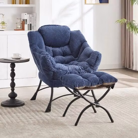 Sedia da Relax - Blu Marina - Compacta - Con Pedane - Con Bracciolo Lato