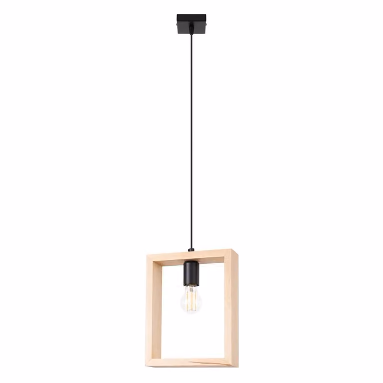 Lampada a sospensione ARIES in legno naturale 1xE27 15W acciaio/legno 133x8x24cm Sollux Lighting
