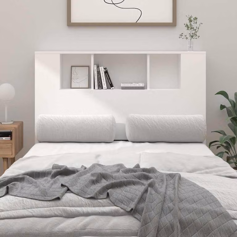 Mobiletto con testiera vidaXL bianco moderno con ripiano integrato L 120 cm, P 18,5 cm, H 102,5 cm