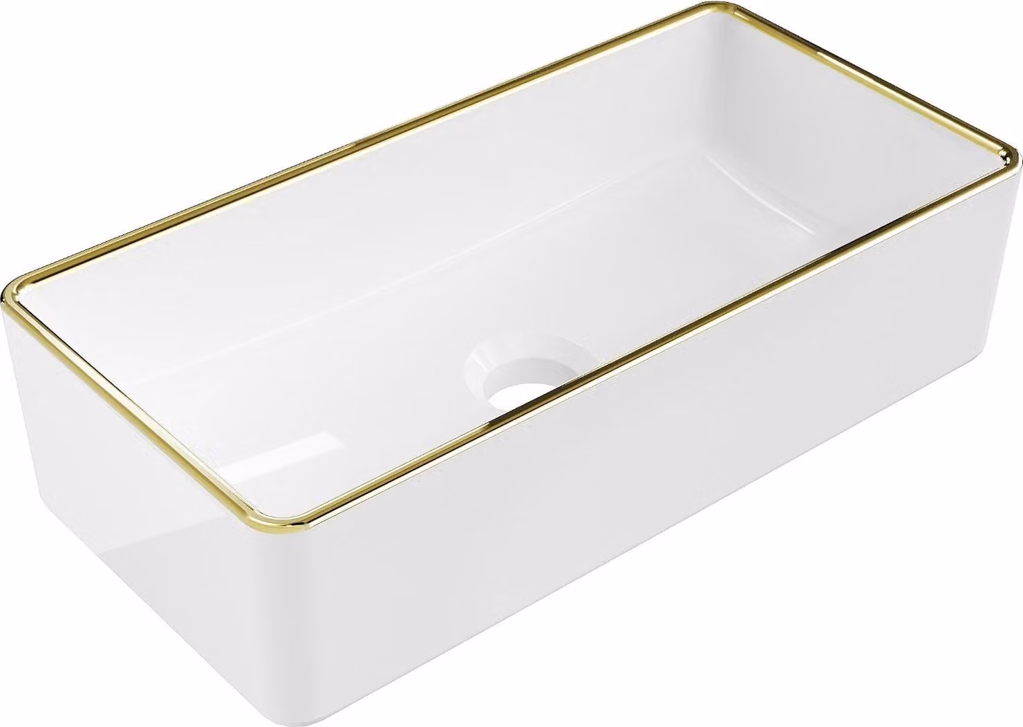 Mexen Nadia lavandino da appoggio 46 x 23 cm, bianco/oro bordo - 21614605