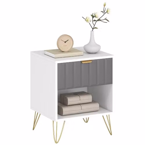 HOMCOM Comodino con cassetto Moderno armadietto da notte maniglia Bianco