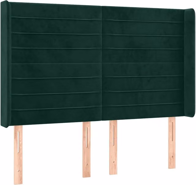 Testata del letto ad orecchio in velluto verde scuro L: 147 cm, P: 16 cm, H: 118/128 cm