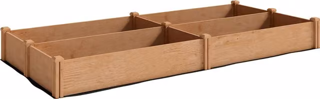 Cassone Orto Rialzato in Legno Outsunny con 4 Aree di Coltivazione e Fondo Aperto, Marrone Chiaro, L: 234 cm, P: 109 cm, H: 25 cm
