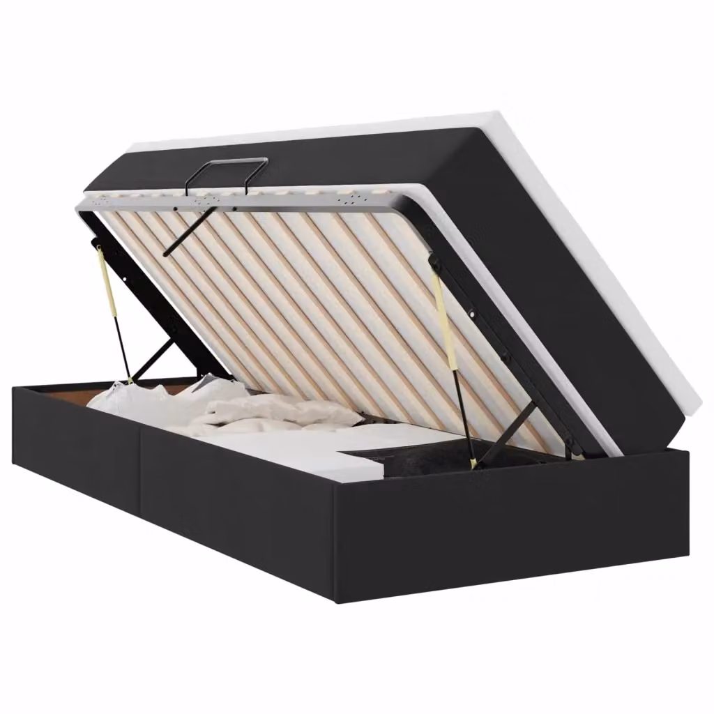 Letto con contenitore e materasso ibrido vidaXL in velluto nero L/P/H: 90 x 190 x 48.5 cm – 2