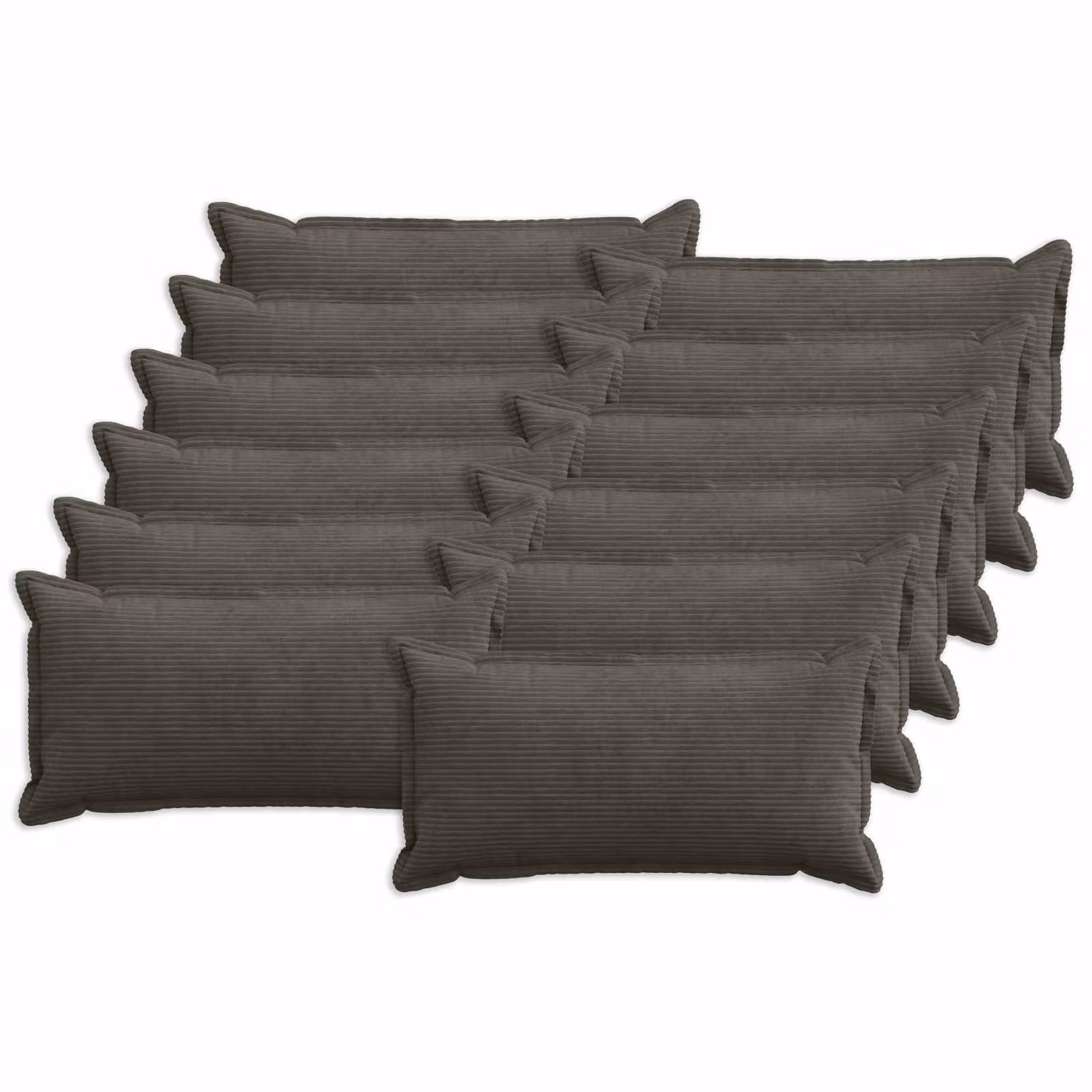 Set di 12 federe vidaXL HOUTEN in velluto a coste, colore antracite, L 80 x P 40 cm