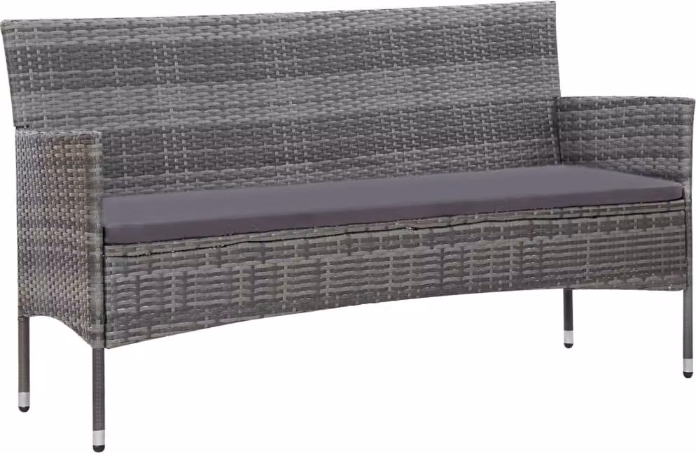 Set Divani da Giardino 4 pz con Cuscini in Polyrattan Grigio