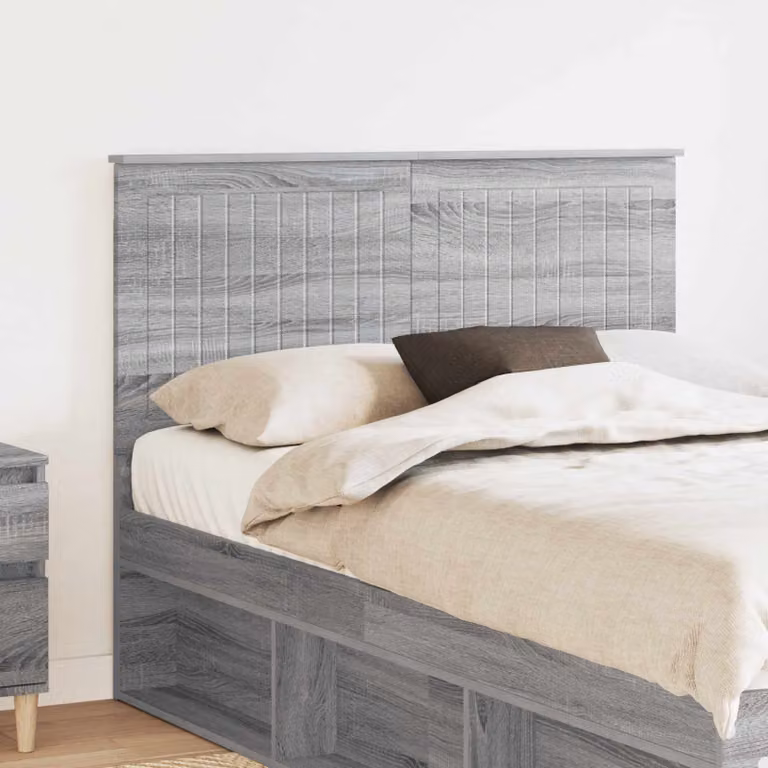 Testiera per letto moderna vidaXL in legno ingegnerizzato grigio L: 138 cm, H: 7 cm, P: 13,2 cm