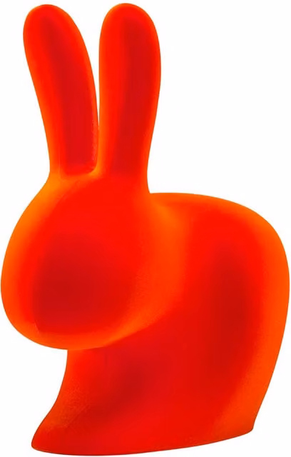 Sedia Baby Qeeboo Rabbit in Velluto e Polietilene Arancione