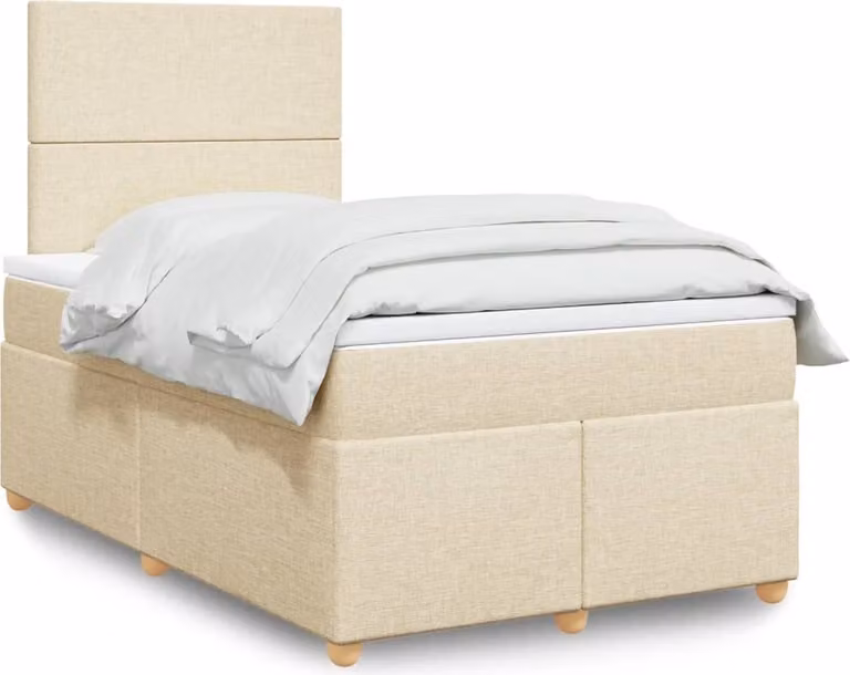 Maison Exclusive - Giroletto a Molle con Materasso Crema 120x190 cm in Tessuto