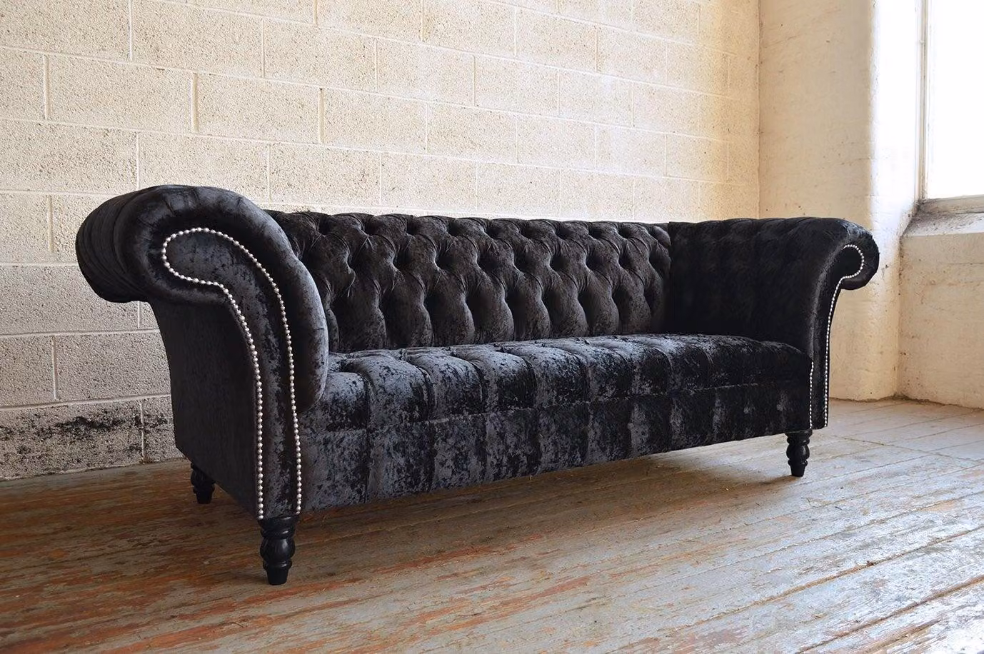 Chesterfield 3 Sitzer Couch Polster Sitz Leder Couchen Sofas Sofa