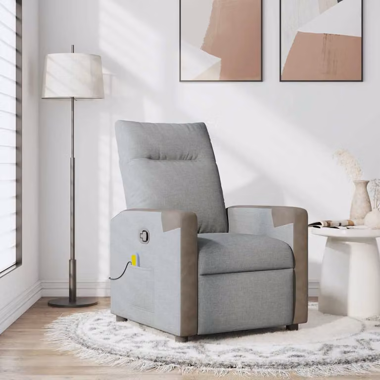 vidaXL Poltrona Reclinabile Relax in Tessuto Grigio con Braccioli