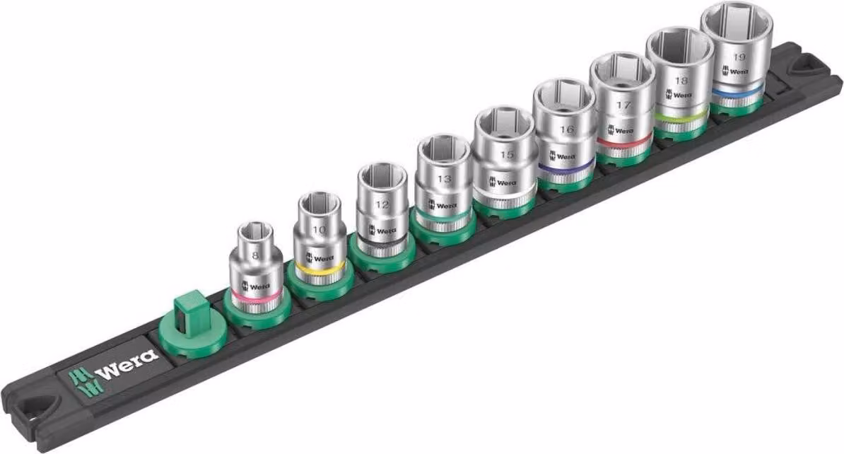 Barra magnetica per bussole B 4 Set di bussole Zyklop, 3/8" drive, 9 pezzi