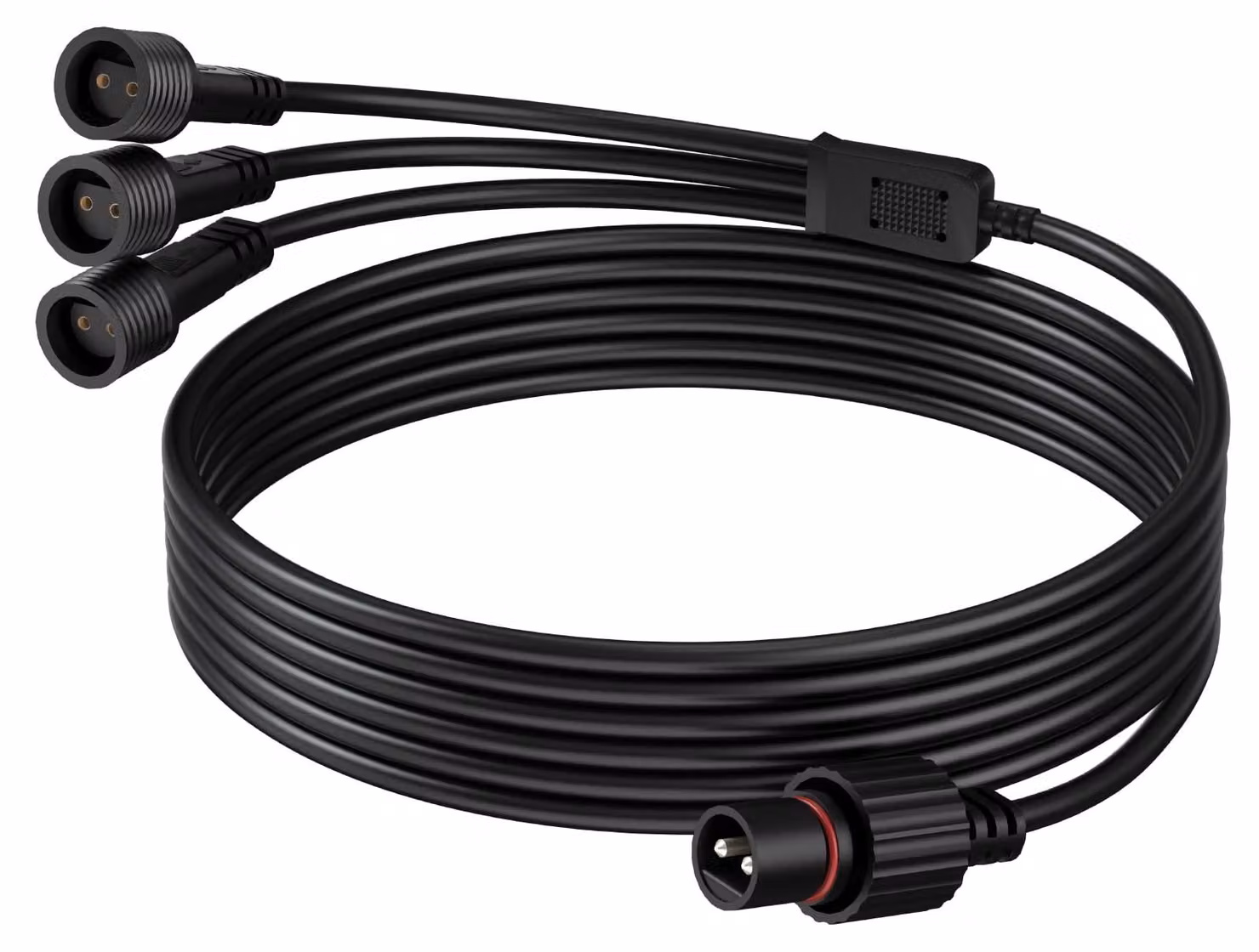 Cavo di prolunga da 5 metri, grado di protezione IP65, con 2 poli e dotato di 3 spine, colore nero