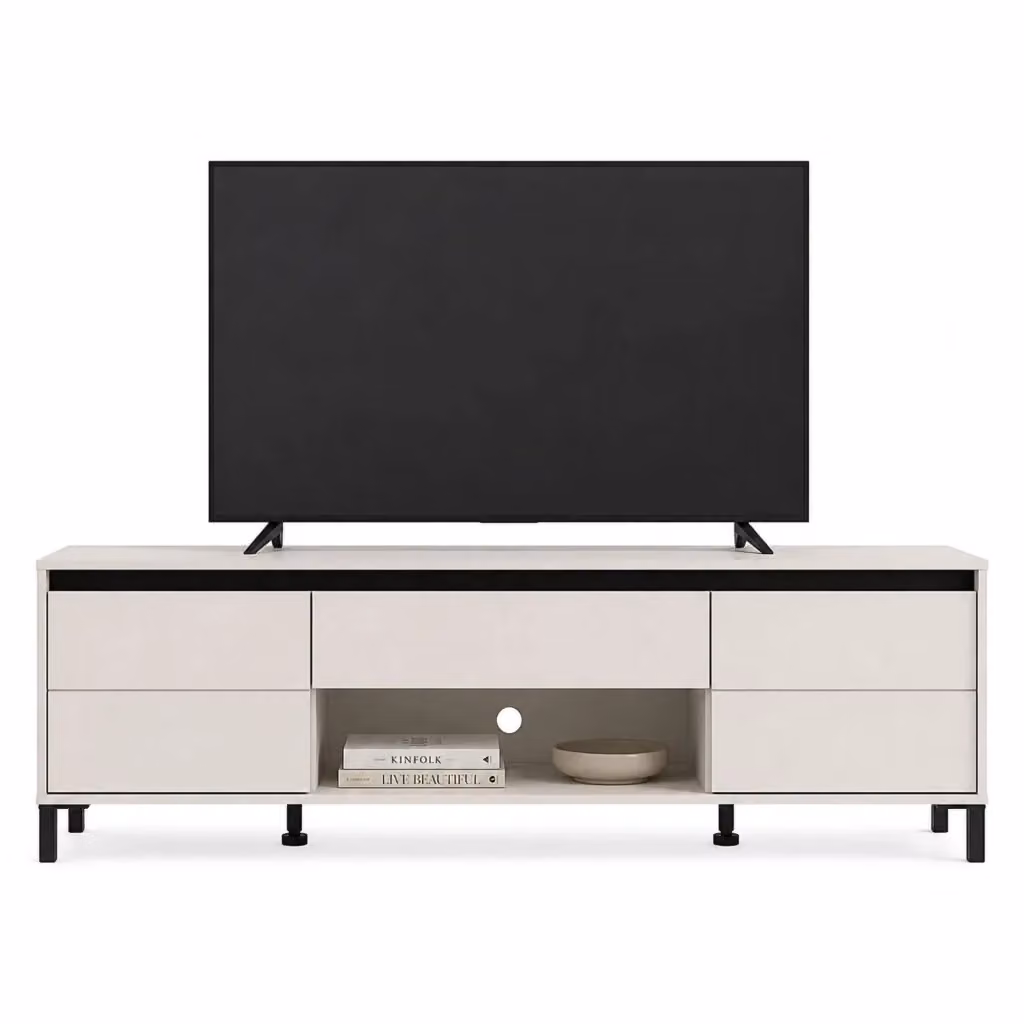 Mobile porta TV Celico DMORA con un cassetto, Bianco Crema, L: 183 cm, P: 40 cm, H: 52 cm – 2