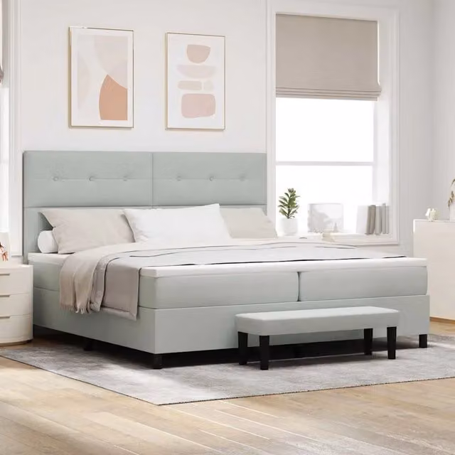 Letto moderno con testiera in velluto grigio vidaXL L 200 cm x P 200 cm x H 128 cm