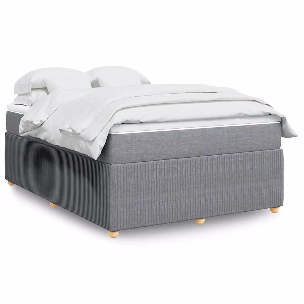 vidaXL Giroletto a Molle con Materasso Ibrido in Tessuto Grigio e Bianco L/P/H: 140 x 200 cm