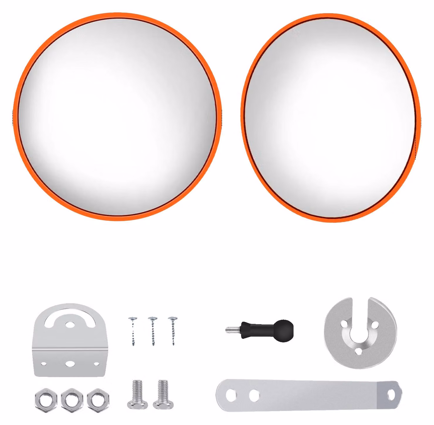 Specchio di sicurezza convesso, diametro 60 cm, ampio angolo di visione di 130°, supporto per montaggio a parete, adatto per interni ed esterni, colore arancione