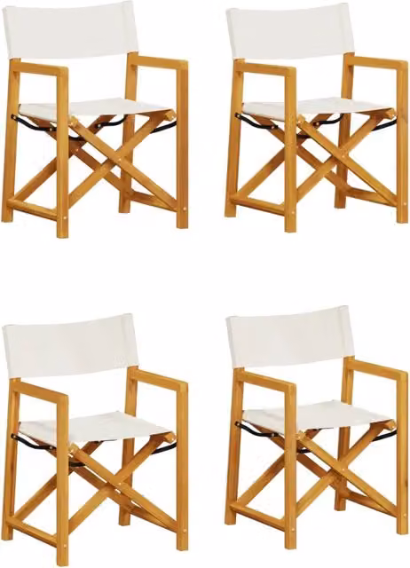 Sedie da Giardino Pieghevoli 4 pz | Sedie da Esterno Bianco Crema in Tessuto