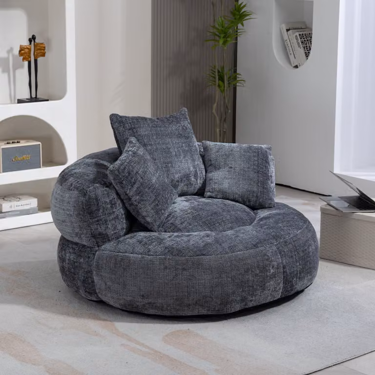 Divano poltrona gonfiabile STILVORA con schienale alto e tre cuscini, poltrona relax per adulti e bambini, divano da gaming per camera da letto e ufficio, colore grigio
