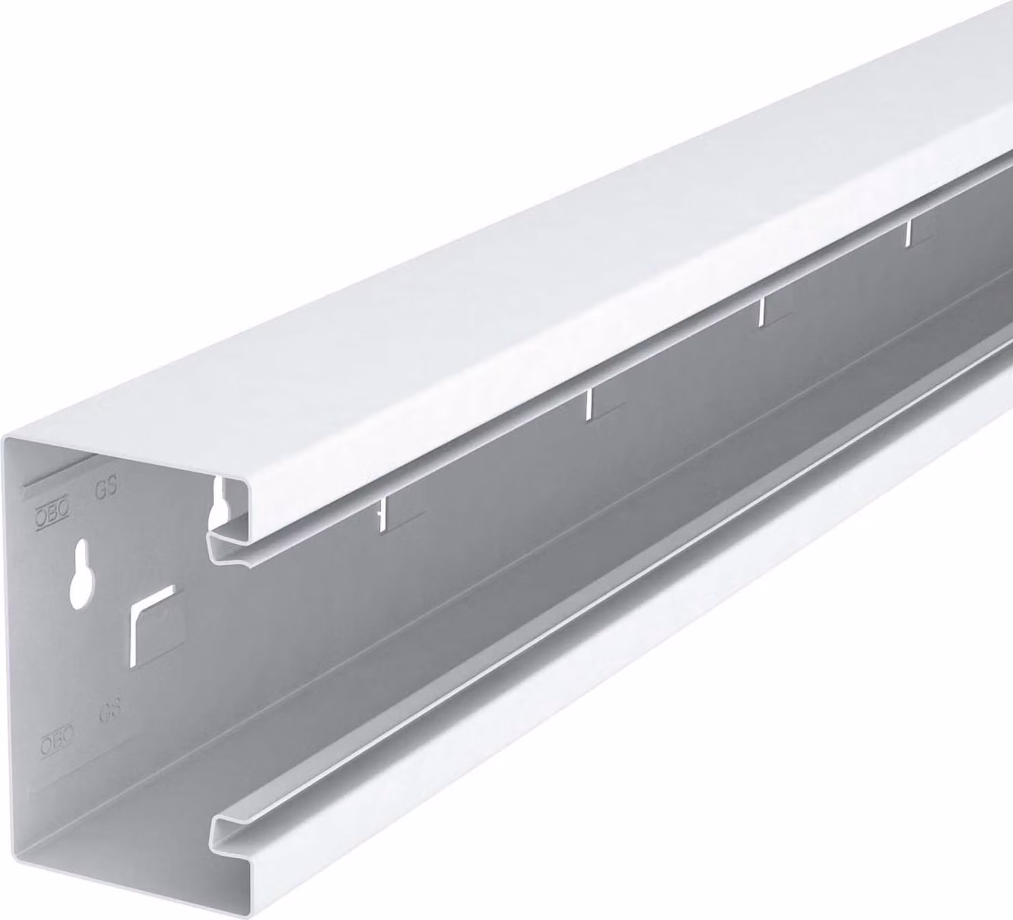 2 Metri Canale per dispositivi da incasso senza coperchio, simmetrico - Canale a parete 110x70mm RAL9010 GS-S70110RW