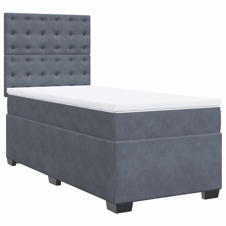 Giroletto a Molle con Materasso Grigio Scuro 100x200 cm Velluto