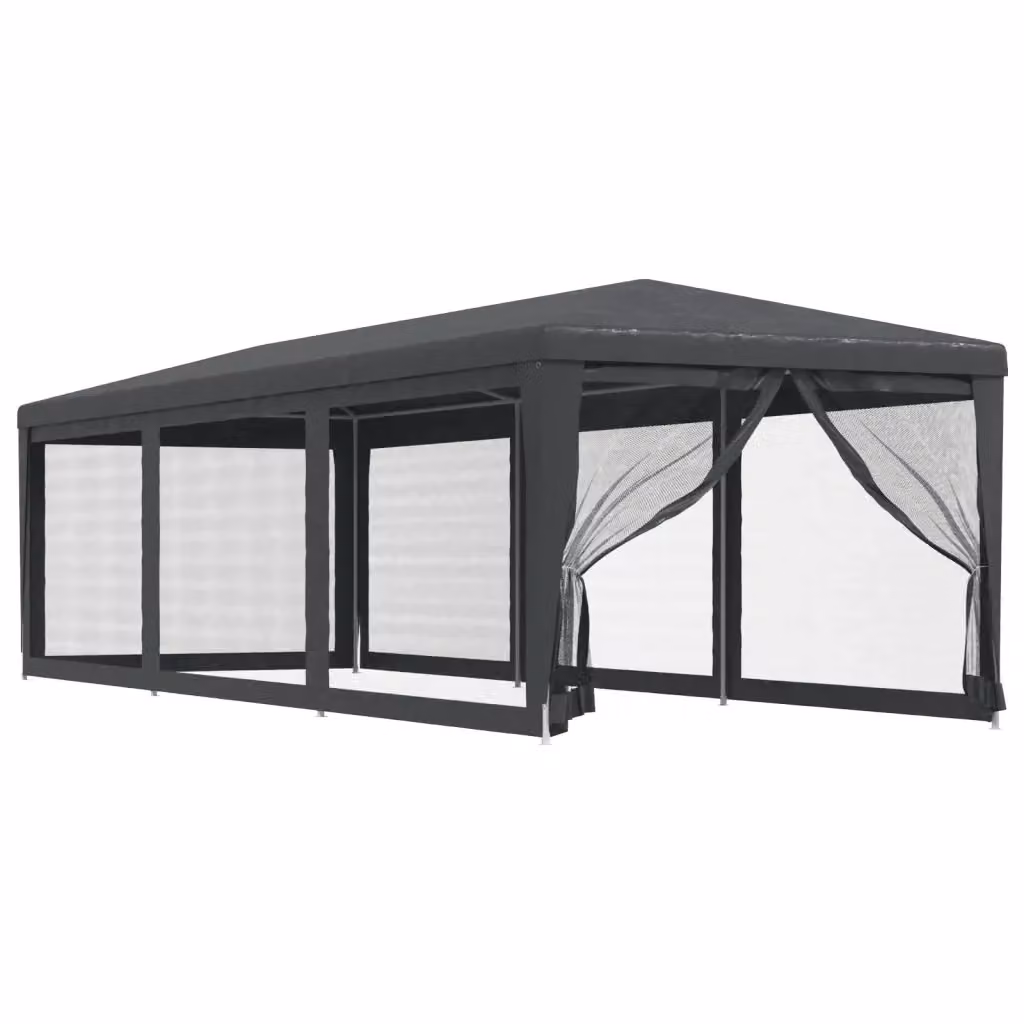 Tenda Gazebo per Feste con 8 Pareti in Rete in HDPE Colore Antracite L: 9 m, P: 3 m – 2